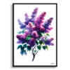 Lilac (Syringa vulgaris) Watercolour Painting Style Art Print - Illustration Framed Plant Wall Art 1 watercolour realist flowers lilacsyringa vulgaris front view