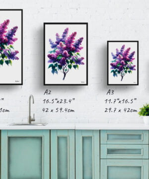 Lilac (Syringa vulgaris) Watercolour Painting Style Art Print - Illustration Framed Plant Wall Art 17 Lilac (Syringa vulgaris) Watercolour Painting Style Art Print - Illustration Framed Plant Wall Art - Image 4