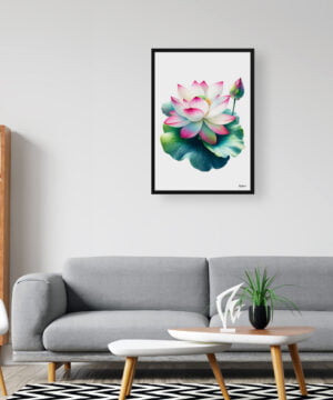 Lotus (Nelumbo nucifera) Watercolour Painting Style Art Print - Illustration Framed Plant Wall Art 16 Lotus (Nelumbo nucifera) Watercolour Painting Style Art Print - Illustration Framed Plant Wall Art - Image 3