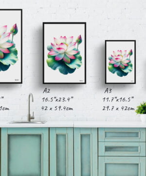 Lotus (Nelumbo nucifera) Watercolour Painting Style Art Print - Illustration Framed Plant Wall Art 17 Lotus (Nelumbo nucifera) Watercolour Painting Style Art Print - Illustration Framed Plant Wall Art - Image 4