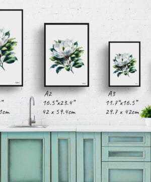 Magnolia (grandiflora) Watercolour Painting Style Art Print - Illustration Framed Plant Wall Art 17 Magnolia (grandiflora) Watercolour Painting Style Art Print - Illustration Framed Plant Wall Art - Image 4