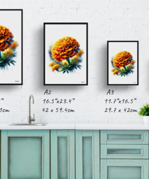 Marigold (Tagetes) Watercolour Painting Style Art Print - Illustration Framed Plant Wall Art 17 Marigold (Tagetes) Watercolour Painting Style Art Print - Illustration Framed Plant Wall Art - Image 4