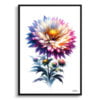 Michaelmas Daisy (Aster) Watercolour Painting Style Art Print - Illustration Framed Plant Wall Art 1 watercolour realist flowers michaelmas daisyaster front view