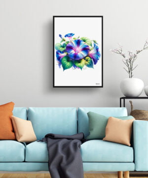 Morning Glory (Ipomoea purpurea) Watercolour Painting Style Art Print - Illustration Framed Plant Wall Art 15 Morning Glory (Ipomoea purpurea) Watercolour Painting Style Art Print - Illustration Framed Plant Wall Art - Image 2