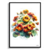 Nasturtiums (Tropaeolum) Watercolour Painting Style Art Print - Illustration Framed Plant Wall Art 2 watercolour realist flowers nasturtiumstropaeolum front view
