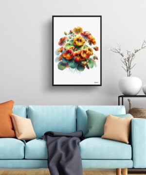 Nasturtiums (Tropaeolum) Watercolour Painting Style Art Print - Illustration Framed Plant Wall Art 15 Nasturtiums (Tropaeolum) Watercolour Painting Style Art Print - Illustration Framed Plant Wall Art - Image 2