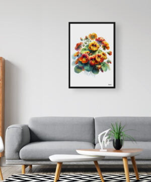 Nasturtiums (Tropaeolum) Watercolour Painting Style Art Print - Illustration Framed Plant Wall Art 16 Nasturtiums (Tropaeolum) Watercolour Painting Style Art Print - Illustration Framed Plant Wall Art - Image 3