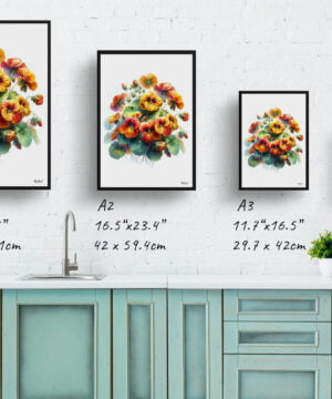 Nasturtiums (Tropaeolum) Watercolour Painting Style Art Print - Illustration Framed Plant Wall Art 17 Nasturtiums (Tropaeolum) Watercolour Painting Style Art Print - Illustration Framed Plant Wall Art - Image 4