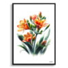 Natal Lily (Clivia) Watercolour Painting Style Art Print - Illustration Framed Plant Wall Art 2 watercolour realist flowers natal lilyclivia front view