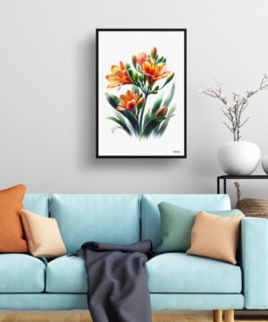 Natal Lily (Clivia) Watercolour Painting Style Art Print - Illustration Framed Plant Wall Art 15 Natal Lily (Clivia) Watercolour Painting Style Art Print - Illustration Framed Plant Wall Art - Image 2