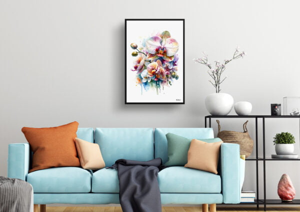 watercolour realist flowers orchidorchidaceae living room