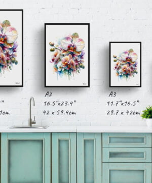 Orchid (Orchidaceae) Watercolour Painting Style Art Print - Illustration Framed Plant Wall Art 17 Orchid (Orchidaceae) Watercolour Painting Style Art Print - Illustration Framed Plant Wall Art - Image 4