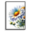 Oxeye Marguerite (Daisy) Watercolour Painting Style Art Print - Illustration Framed Plant Wall Art 2 watercolour realist flowers oxeye margueritedaisy front view