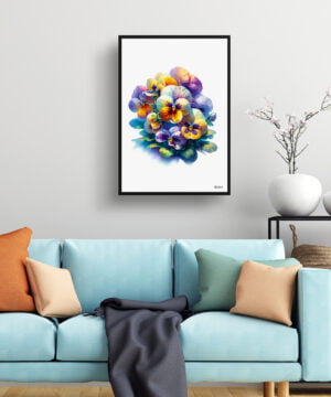 Pansy (Viola x wittrockiana) Watercolour Painting Style Art Print - Illustration Framed Plant Wall Art 15 Pansy (Viola x wittrockiana) Watercolour Painting Style Art Print - Illustration Framed Plant Wall Art - Image 2