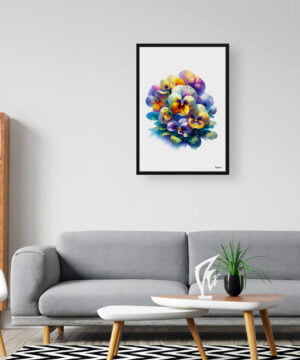 Pansy (Viola x wittrockiana) Watercolour Painting Style Art Print - Illustration Framed Plant Wall Art 16 Pansy (Viola x wittrockiana) Watercolour Painting Style Art Print - Illustration Framed Plant Wall Art - Image 3