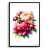 Peony (Paeonia) Watercolour Painting Style Art Print - Illustration Framed Plant Wall Art 1 watercolour realist flowers peonypaeonia front view