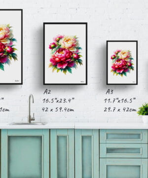 Peony (Paeonia) Watercolour Painting Style Art Print - Illustration Framed Plant Wall Art 17 Peony (Paeonia) Watercolour Painting Style Art Print - Illustration Framed Plant Wall Art - Image 4