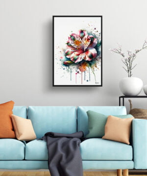 Peruvian Lily of the Incas (Alstroemeria) Watercolour Painting Style Art Print - Illustration Framed Plant Wall Art 15 Peruvian Lily of the Incas (Alstroemeria) Watercolour Painting Style Art Print - Illustration Framed Plant Wall Art - Image 2