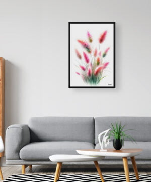 Pink Muhly Grass (Muhlenbergia) Watercolour Painting Style Art Print - Illustration Framed Plant Wall Art 16 Pink Muhly Grass (Muhlenbergia) Watercolour Painting Style Art Print - Illustration Framed Plant Wall Art - Image 3