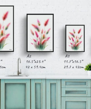 Pink Muhly Grass (Muhlenbergia) Watercolour Painting Style Art Print - Illustration Framed Plant Wall Art 17 Pink Muhly Grass (Muhlenbergia) Watercolour Painting Style Art Print - Illustration Framed Plant Wall Art - Image 4