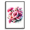 Pinks (Dianthus) Watercolour Painting Style Art Print - Illustration Framed Plant Wall Art 1 watercolour realist flowers pinksdianthus front view