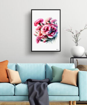 Pinks (Dianthus) Watercolour Painting Style Art Print - Illustration Framed Plant Wall Art 15 Pinks (Dianthus) Watercolour Painting Style Art Print - Illustration Framed Plant Wall Art - Image 2