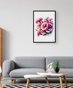 Pinks (Dianthus) Watercolour Painting Style Art Print - Illustration Framed Plant Wall Art 16 Pinks (Dianthus) Watercolour Painting Style Art Print - Illustration Framed Plant Wall Art - Image 3