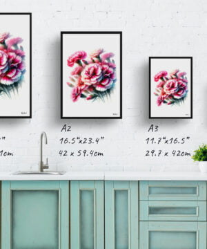 Pinks (Dianthus) Watercolour Painting Style Art Print - Illustration Framed Plant Wall Art 17 Pinks (Dianthus) Watercolour Painting Style Art Print - Illustration Framed Plant Wall Art - Image 4