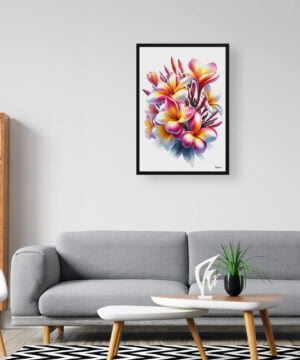 Plumeria (Frangipani) Watercolour Painting Style Art Print - Illustration Framed Plant Wall Art 16 Plumeria (Frangipani) Watercolour Painting Style Art Print - Illustration Framed Plant Wall Art - Image 3