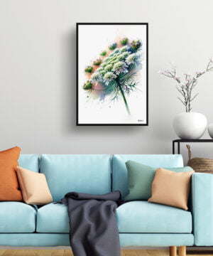 Queen Anne's lace (Daucus carota) Watercolour Painting Style Art Print - Illustration Framed Plant Wall Art 15 Queen Anne's lace (Daucus carota) Watercolour Painting Style Art Print - Illustration Framed Plant Wall Art - Image 2