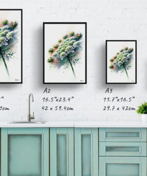 Queen Anne's lace (Daucus carota) Watercolour Painting Style Art Print - Illustration Framed Plant Wall Art 17 Queen Anne's lace (Daucus carota) Watercolour Painting Style Art Print - Illustration Framed Plant Wall Art - Image 4