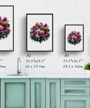 Rhododendron (Azalea) Watercolour Painting Style Art Print - Illustration Framed Plant Wall Art 17 Rhododendron (Azalea) Watercolour Painting Style Art Print - Illustration Framed Plant Wall Art - Image 4