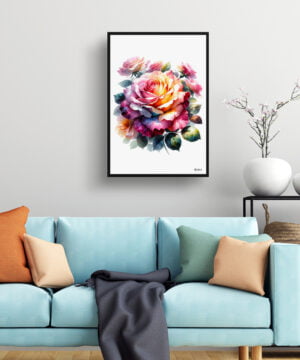 Rose (Rosa) Watercolour Painting Style Art Print - Illustration Framed Plant Wall Art 15 Rose (Rosa) Watercolour Painting Style Art Print - Illustration Framed Plant Wall Art - Image 2