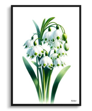 Summer snowflake (Leucojum Aestivum) Watercolour Painting Style Art Print - Illustration Framed Plant Wall Art