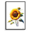 Sunflower (Helianthus annuus) Watercolour Painting Style Art Print - Illustration Framed Plant Wall Art 1 watercolour realist flowers sunflowerhelianthus annuus front view