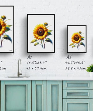 Sunflower (Helianthus annuus) Watercolour Painting Style Art Print - Illustration Framed Plant Wall Art 17 Sunflower (Helianthus annuus) Watercolour Painting Style Art Print - Illustration Framed Plant Wall Art - Image 4