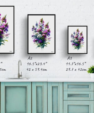 Sweet Rocket (Hesperis matronalis) Watercolour Painting Style Art Print - Illustration Framed Plant Wall Art 17 Sweet Rocket (Hesperis matronalis) Watercolour Painting Style Art Print - Illustration Framed Plant Wall Art - Image 4