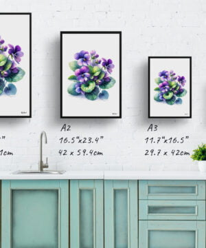 Sweet Violet (Viola odorata) Watercolour Painting Style Art Print - Illustration Framed Plant Wall Art 17 Sweet Violet (Viola odorata) Watercolour Painting Style Art Print - Illustration Framed Plant Wall Art - Image 4