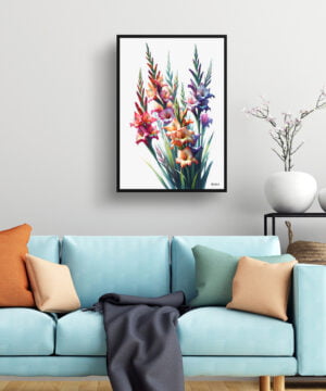 Sword lilies (Gladiolus) Watercolour Painting Style Art Print - Illustration Framed Plant Wall Art 15 Sword lilies (Gladiolus) Watercolour Painting Style Art Print - Illustration Framed Plant Wall Art - Image 2