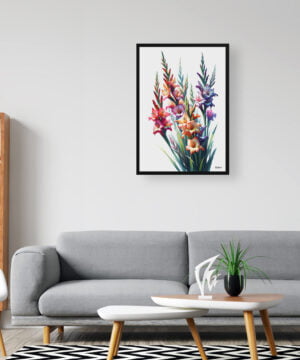 Sword lilies (Gladiolus) Watercolour Painting Style Art Print - Illustration Framed Plant Wall Art 16 Sword lilies (Gladiolus) Watercolour Painting Style Art Print - Illustration Framed Plant Wall Art - Image 3