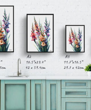 Sword lilies (Gladiolus) Watercolour Painting Style Art Print - Illustration Framed Plant Wall Art 17 Sword lilies (Gladiolus) Watercolour Painting Style Art Print - Illustration Framed Plant Wall Art - Image 4