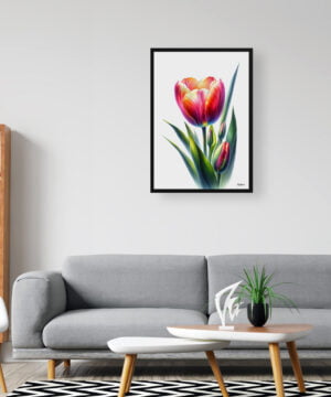 Tulip (Tulipa) Watercolour Painting Style Art Print - Illustration Framed Plant Wall Art 16 Tulip (Tulipa) Watercolour Painting Style Art Print - Illustration Framed Plant Wall Art - Image 3