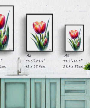 Tulip (Tulipa) Watercolour Painting Style Art Print - Illustration Framed Plant Wall Art 17 Tulip (Tulipa) Watercolour Painting Style Art Print - Illustration Framed Plant Wall Art - Image 4