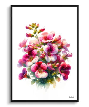 Twinspur (Diascia personata) Watercolour Painting Style Art Print - Illustration Framed Plant Wall Art