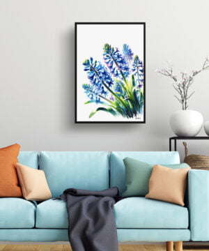 Wild Hyacinths (Camassia Leichtlinii) Watercolour Painting Style Art Print - Illustration Framed Plant Wall Art 15 Wild Hyacinths (Camassia Leichtlinii) Watercolour Painting Style Art Print - Illustration Framed Plant Wall Art - Image 2