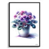 African Violet (Saintpaulia Ionantha) Watercolour Style Art Print - Illustration Painting Framed Plant Wall Art 1 watercolour realist home plants african violetsaintpaulia ionantha front view