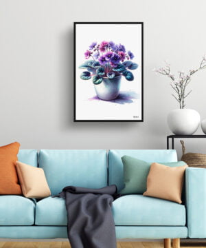 African Violet (Saintpaulia Ionantha) Watercolour Style Art Print - Illustration Painting Framed Plant Wall Art 15 African Violet (Saintpaulia Ionantha) Watercolour Style Art Print - Illustration Painting Framed Plant Wall Art - Image 2