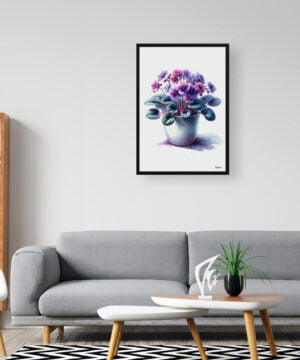 African Violet (Saintpaulia Ionantha) Watercolour Style Art Print - Illustration Painting Framed Plant Wall Art 16 African Violet (Saintpaulia Ionantha) Watercolour Style Art Print - Illustration Painting Framed Plant Wall Art - Image 3