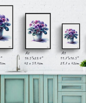 African Violet (Saintpaulia Ionantha) Watercolour Style Art Print - Illustration Painting Framed Plant Wall Art 17 African Violet (Saintpaulia Ionantha) Watercolour Style Art Print - Illustration Painting Framed Plant Wall Art - Image 4