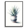 Aloe vera (Aloe barbadensis) Watercolour Style Art Print - Illustration Painting Framed Plant Wall Art 2 watercolour realist home plants aloe veraaloe barbadensis front view